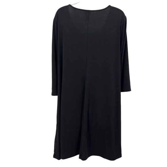 Chico Dress Women's Size 2 Black Stretchy Scoop Neck 3/4 Sleeve Mini Relaxed - Picture 6 of 13